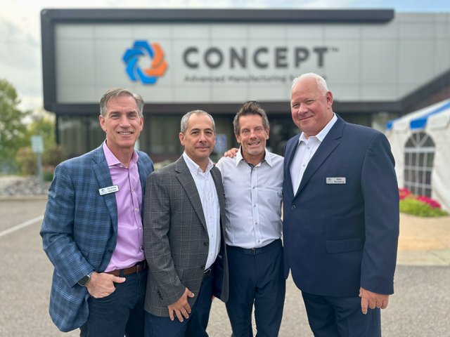 Pictured left to right: Andrew Hecker, CEO at Concept, Michael Bergmann, Leader of Inspection Engineering, Todd Gibson, Leader of American Calibration, and Kendal Norberg, President of Metrology at Concept
